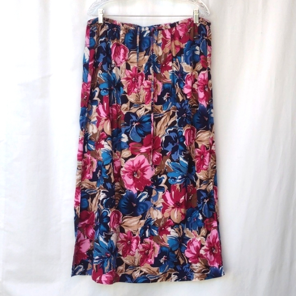 Islander Magenta Floral Maxi Skirt XL Rayon
